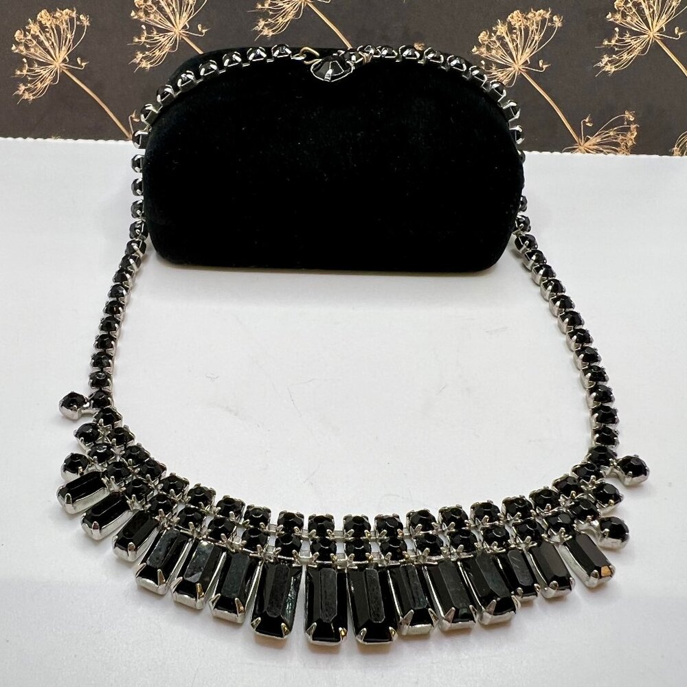 Weiss Jet Glass Bib Necklace